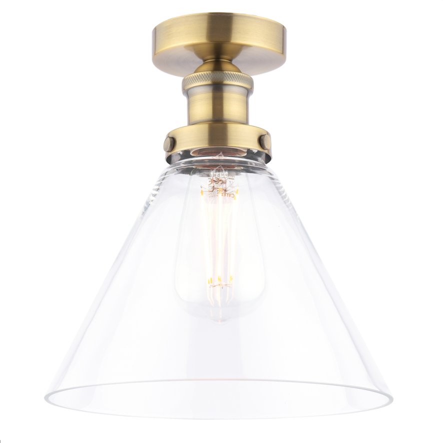 Laura Ashley Laura Ashley - Isaac Semi-Flush Antique Brass and Glass