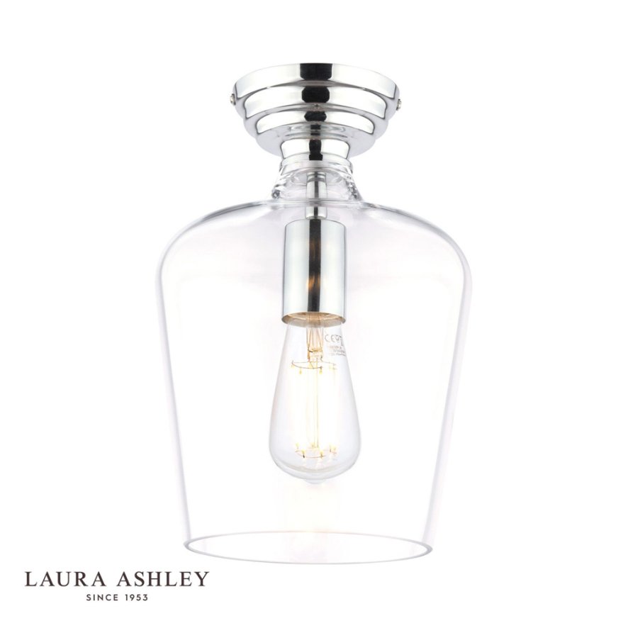 Laura Ashley Laura Ashley Ockley - Semi-Flush Ceiling Light (Polished Chrome and Glass)