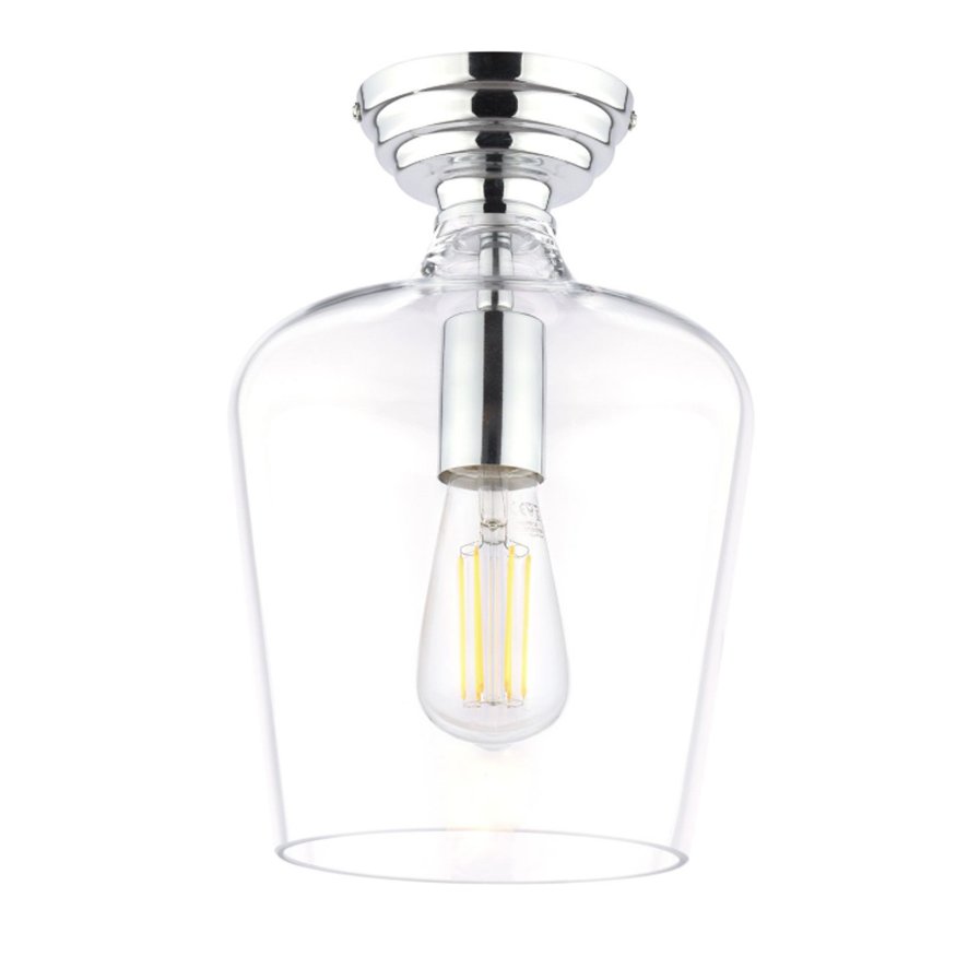 Laura Ashley Laura Ashley Ockley - Semi-Flush Ceiling Light (Polished Chrome and Glass)
