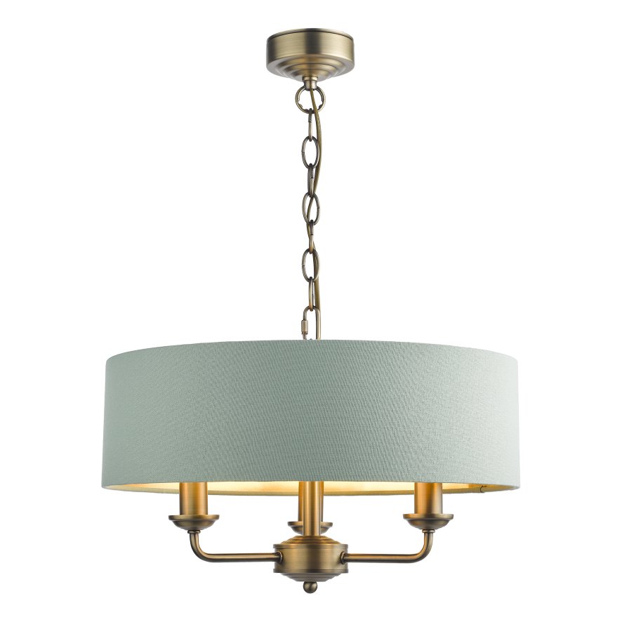 Laura Ashley Laura Ashley - Sorrento 3 Light Shadelier Matt Antique Brass and Green Shade