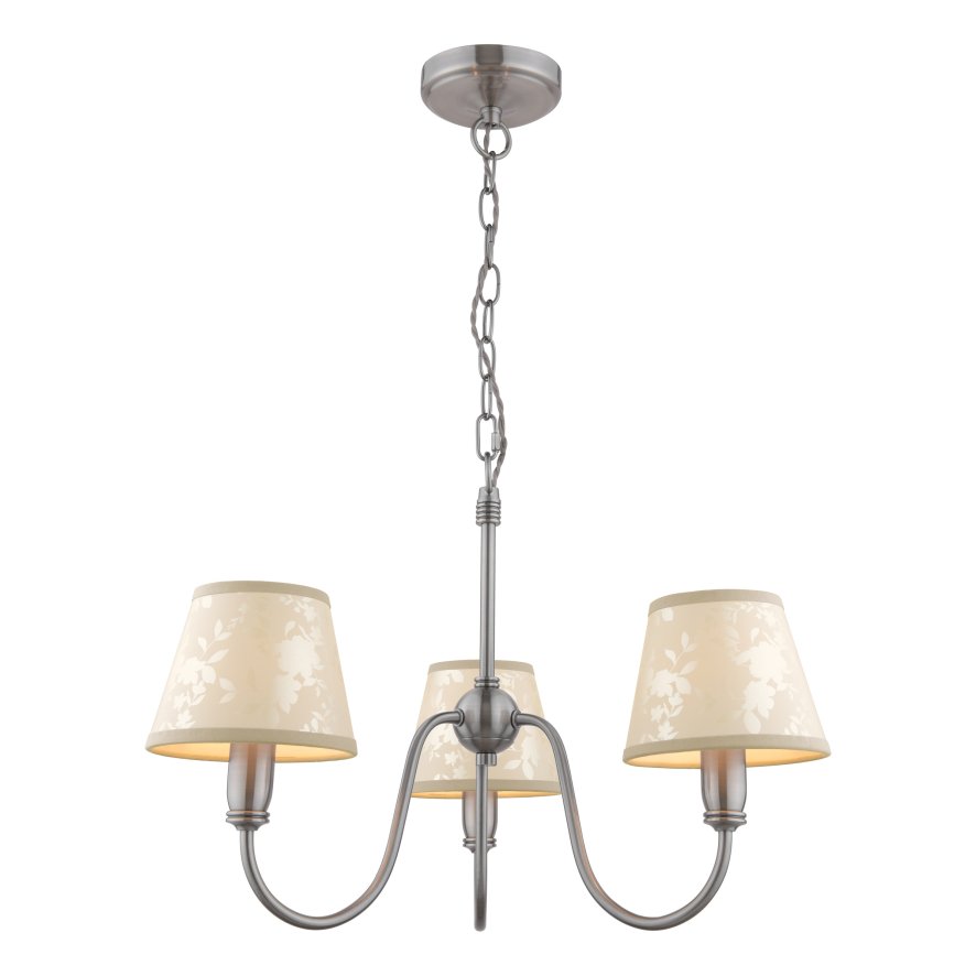 Laura Ashley Laura Ashley - Westbourne 3 Light Armed Pendant Polished Pewter With Shade