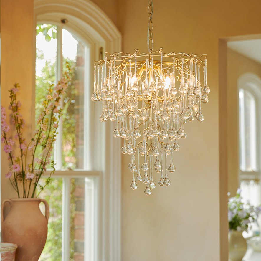 Laura Ashley Laura Ashley - Willow 4 Light Pendant (Satin Champagne and Crystal)