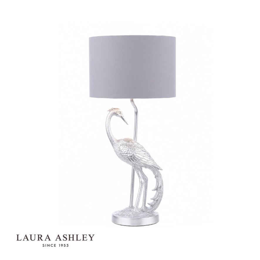 Laura Ashley Laura Ashley Tregaron - Heron Table Lamp with Shade (Silver)