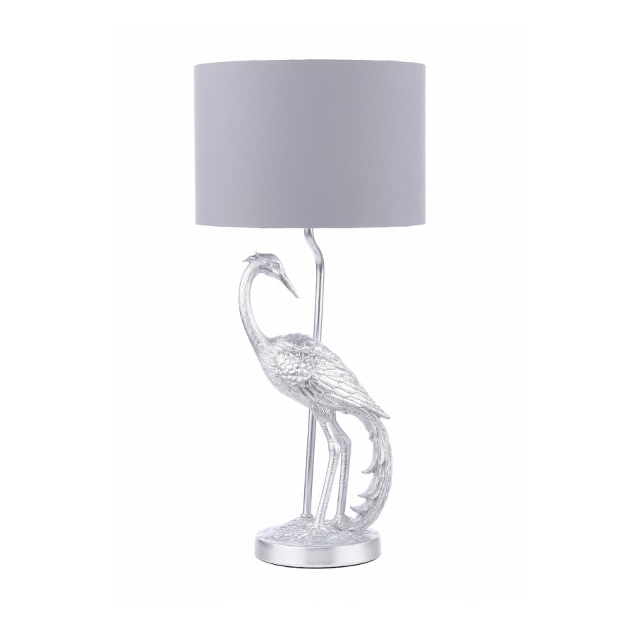 Laura Ashley Laura Ashley - Tregaron Heron Table Lamp with Shade (Silver)
