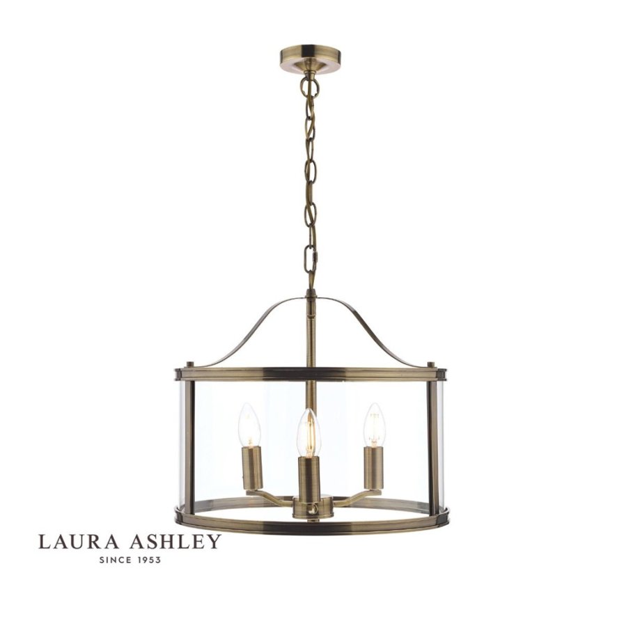 Laura Ashley Laura Ashley Harrington - 3 Light Pendant Antique Brass and Glass