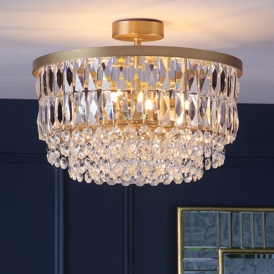 Laura Ashley Laura Ashley - Rhosill 3 Light Semi Flush (Antique Brass and Glass)