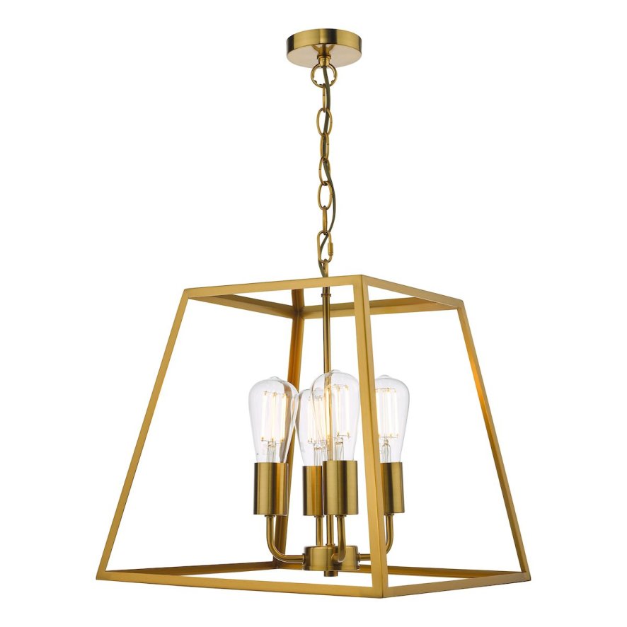 Dar Lighting Dar - Academy 4 Light Lantern Natural Brass