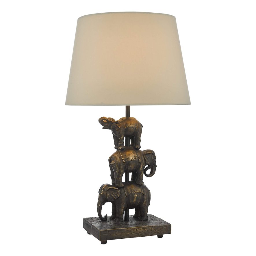 Dar Lighting Dar - Alina Elephant Table Lamp Antique Bronze With Shade