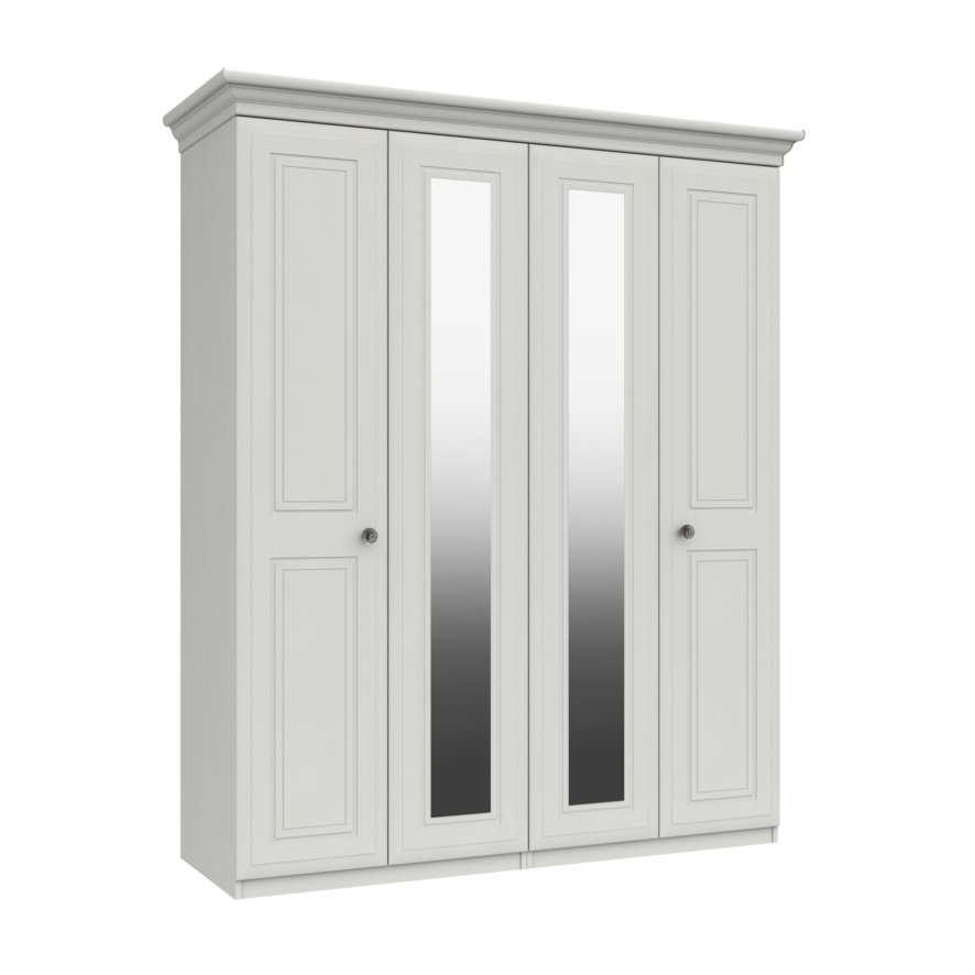 Forrooms Robe Devon Tall Four Dr Robe with Two Mirror Soft Close • Roomes Furniture