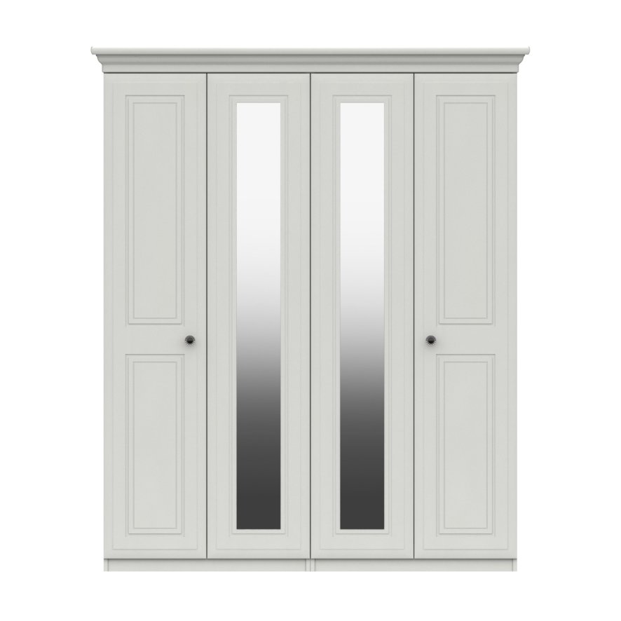 One Call Furniture Devon - Four Door Wardrobe with Two Mirrors (Soft Close)