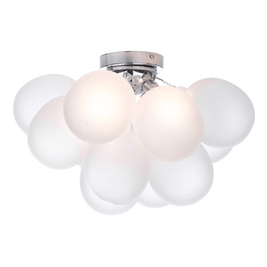 Dar Lighting Dar - Bubbles 4 Light Flush Polished Chrome Frosted Glass