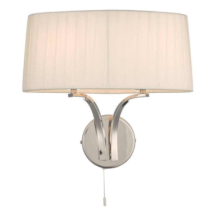 Dar Lighting Dar - Cristin 2 Light Wall Light Polished Nickel With Ivory Shade