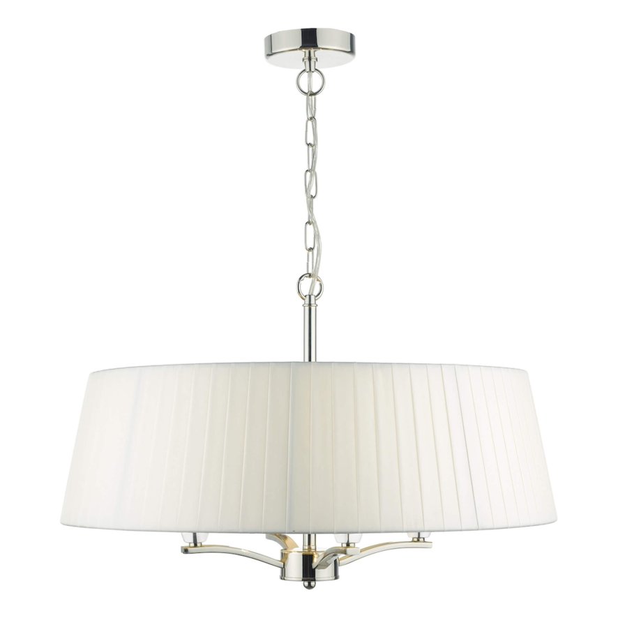 Dar Lighting Dar - Cristin 4 Light Pendant Polished Nickel With Ivory Shade