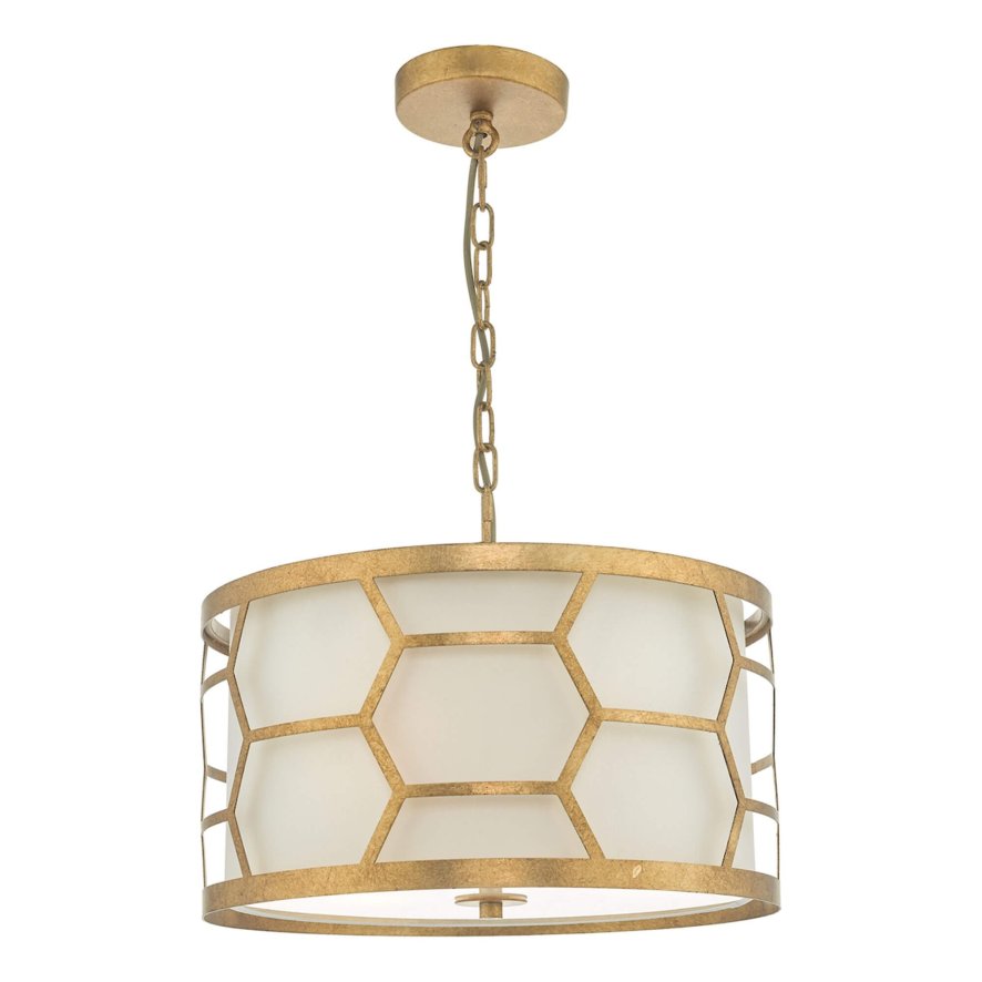 Dar Lighting Dar - Epstein 3 Light Pendant Gold With Ivory Shade