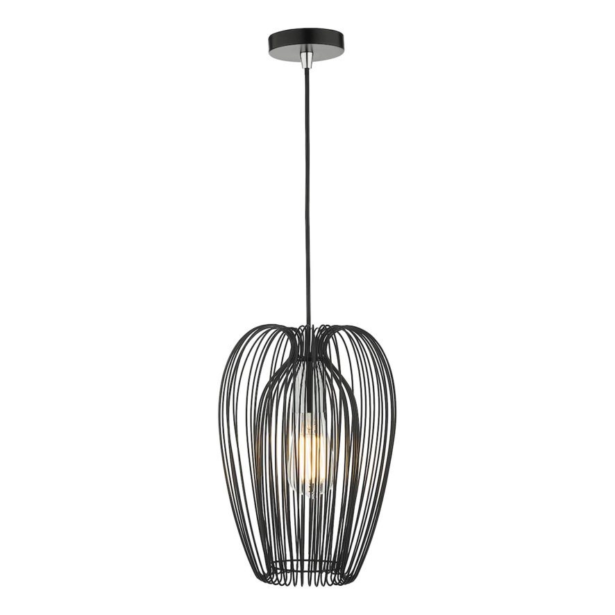 Dar Lighting Dar - Ero 1 Light Single Pendant Black And Chrome