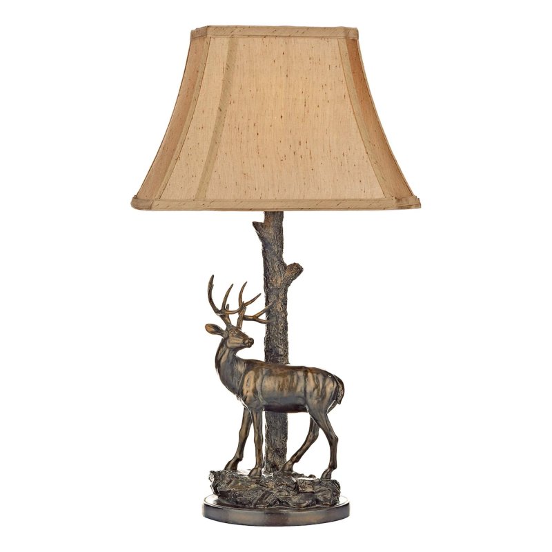 Dar Lighting Dar - Gulliver Deer Table Lamp in Aged Brass With Shade