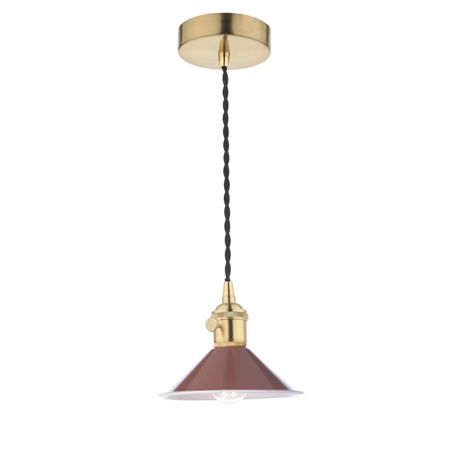 Dar Lighting Dar - Hadano 1 Light Pendant Natural Brass With Umber Shade