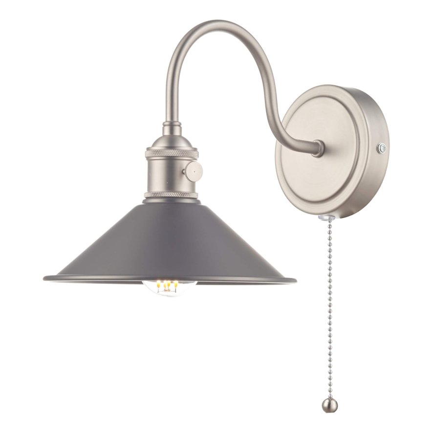 Dar Lighting Dar - Hadano Wall Light Antique Chrome With Antique Pewter Shade