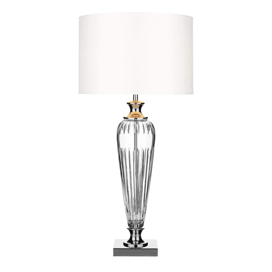 Dar Lighting Dar - Hinton Table Lamp Polished Chrome Crystal With Shade