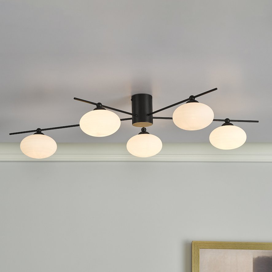 Dar - Jasper 5 Light Semi Flush Finished in Matt Black