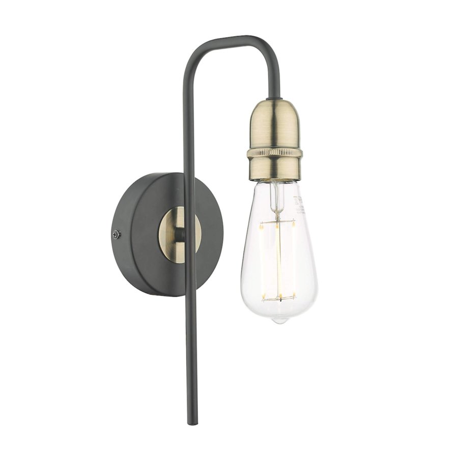 Dar Lighting Dar - Kiefer Wall Light Black Antique Brass