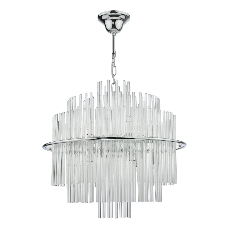 Dar Lukas 13 Light Pendant Polished Chrome Glass Roomes Furniture Interiors