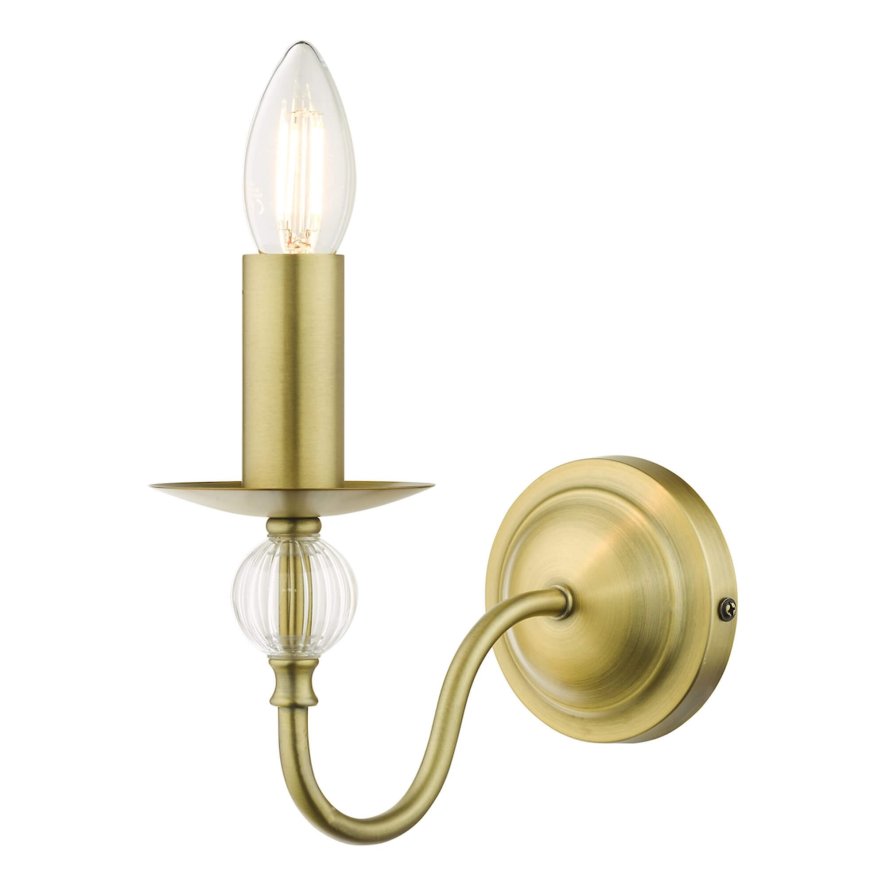 Dar Lighting Dar - Lyzette Wall Light Aged Brass Ribbed Glass