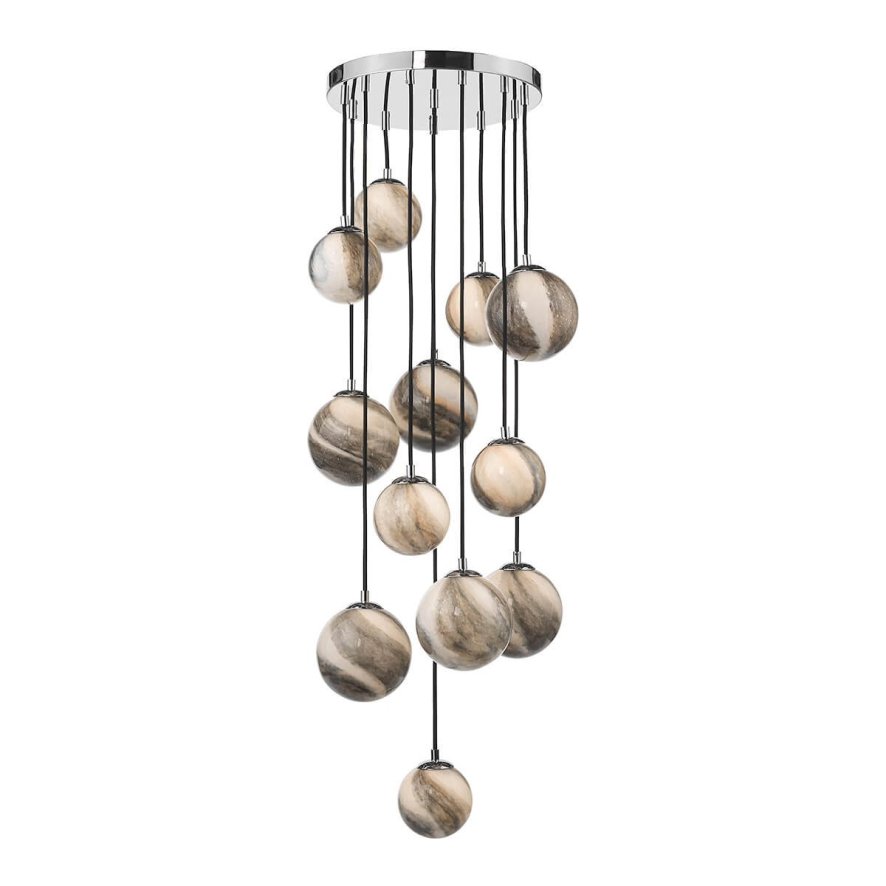 Dar Lighting Dar - Mikara 12 Light Cluster Pendant Polished Chrome Glass 1.5M