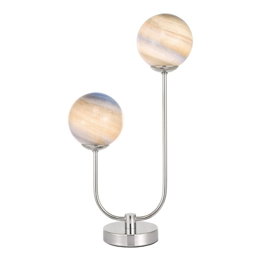 Dar Lighting Dar - Mikara 2 Light Table Lamp Polished Chrome Planet Glass
