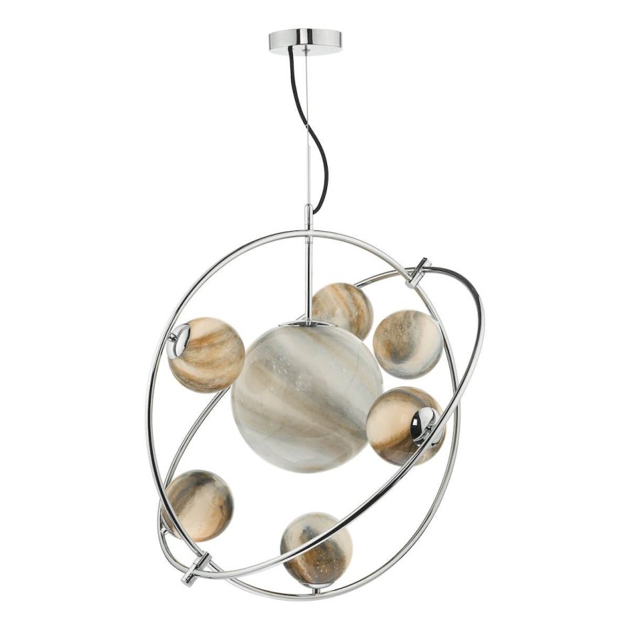 Dar Lighting Dar - Mikara 7 Light Pendant Polished Chrome Glass