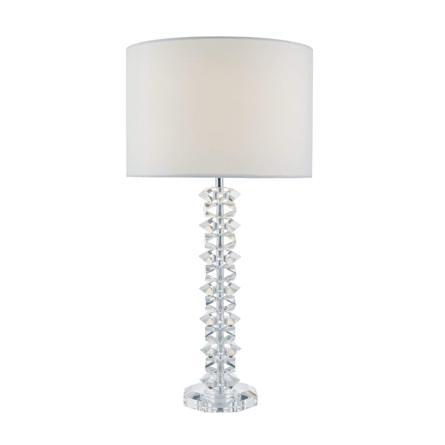 Dar Lighting Dar - Mina Table Lamp Polished Chrome Crystal With Shade