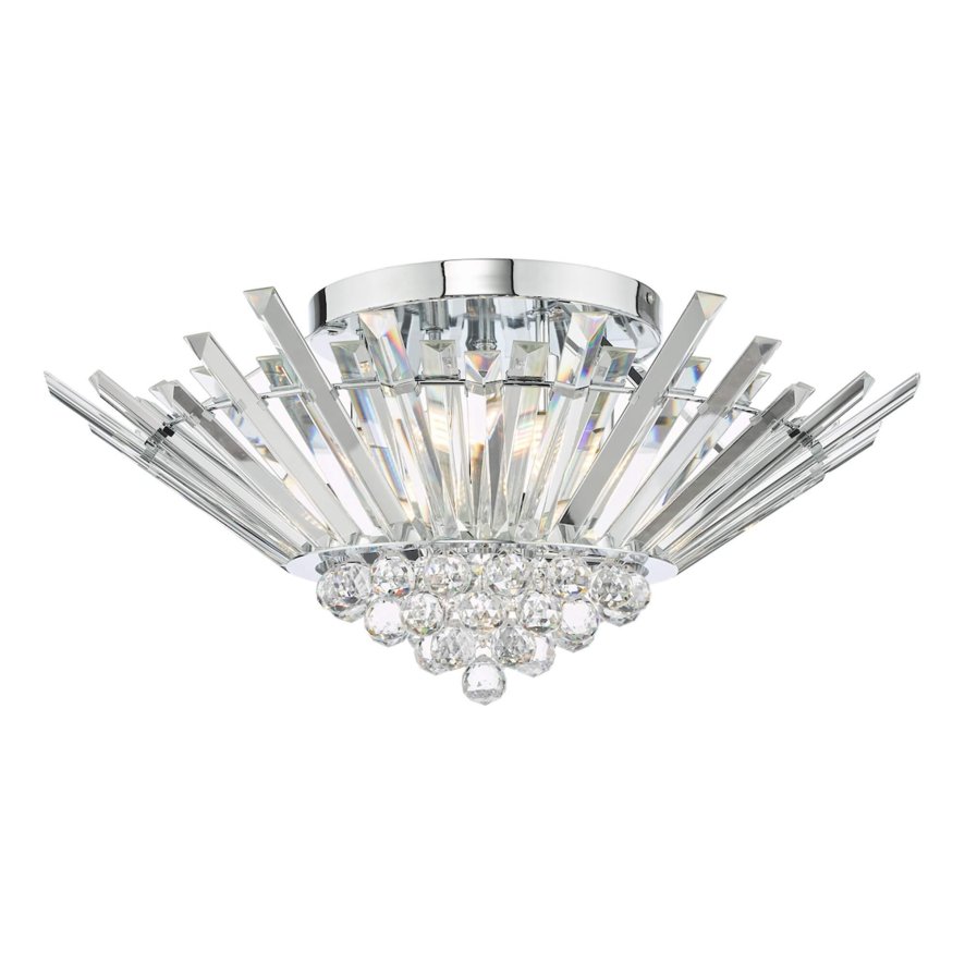 Dar Lighting Dar - Nimbus 5 Light Flush Polished Chrome Crystal