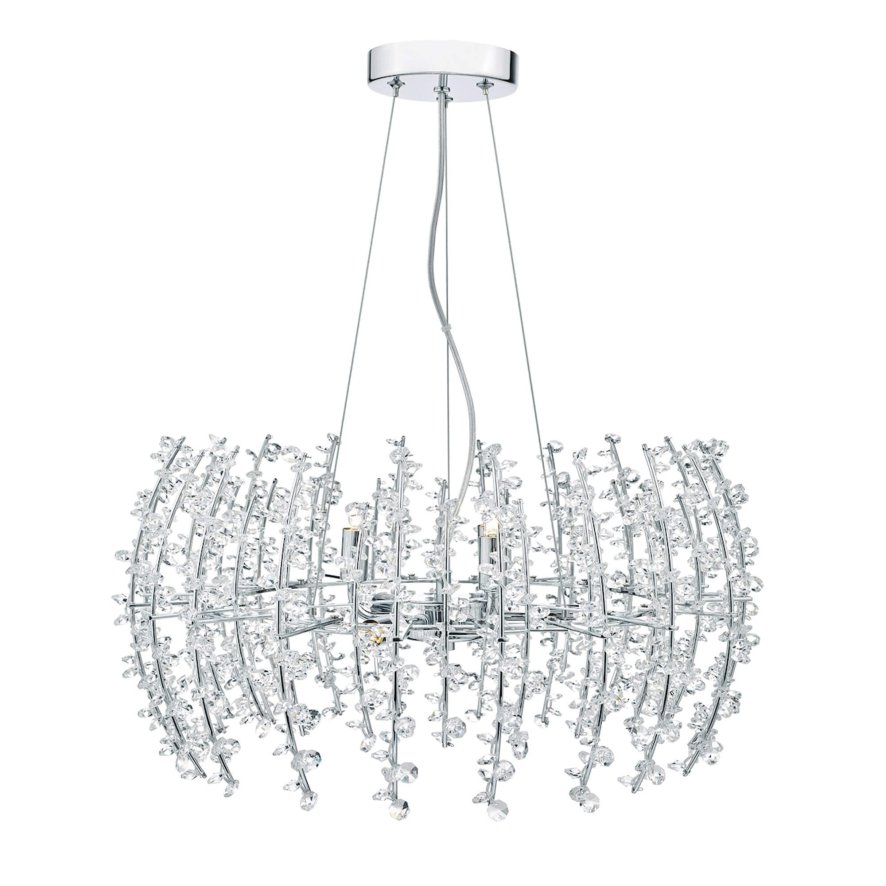 Dar Lighting Dar - Sestina 6 Light Pendant Crystal Beads Chrome Frame