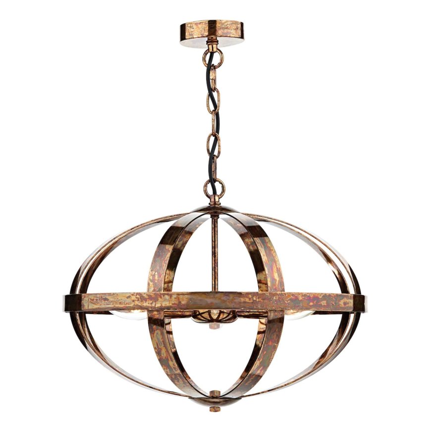 Dar Lighting Dar - Symbol 3 Light Pendant (Petrol Copper)