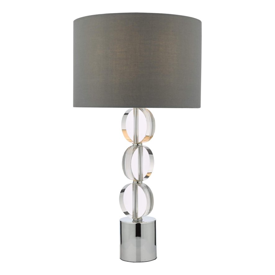 Dar Lighting Dar - Tuke Touch Table Lamp Polished Chrome Crystal With Shade