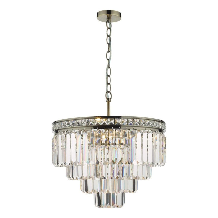 Dar Lighting Dar - Vyana 4 Light Pendant Antique Brass Crystal