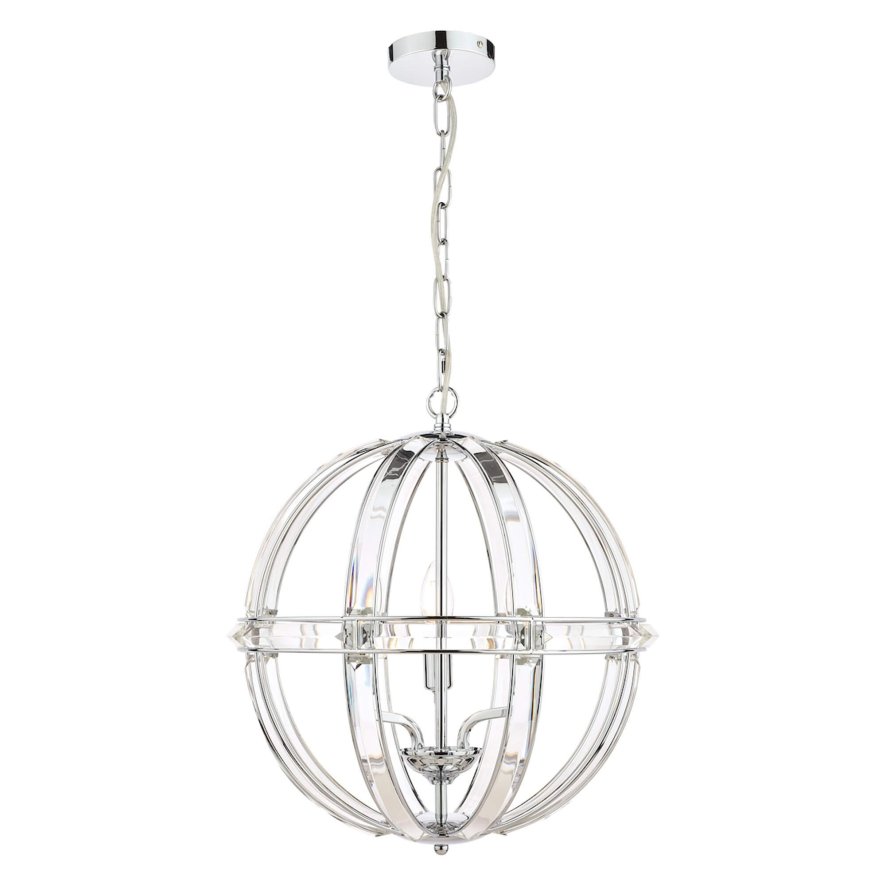 Laura Ashley Laura Ashley - Aidan Glass Polished Chrome 3 Light Globe Chandelier