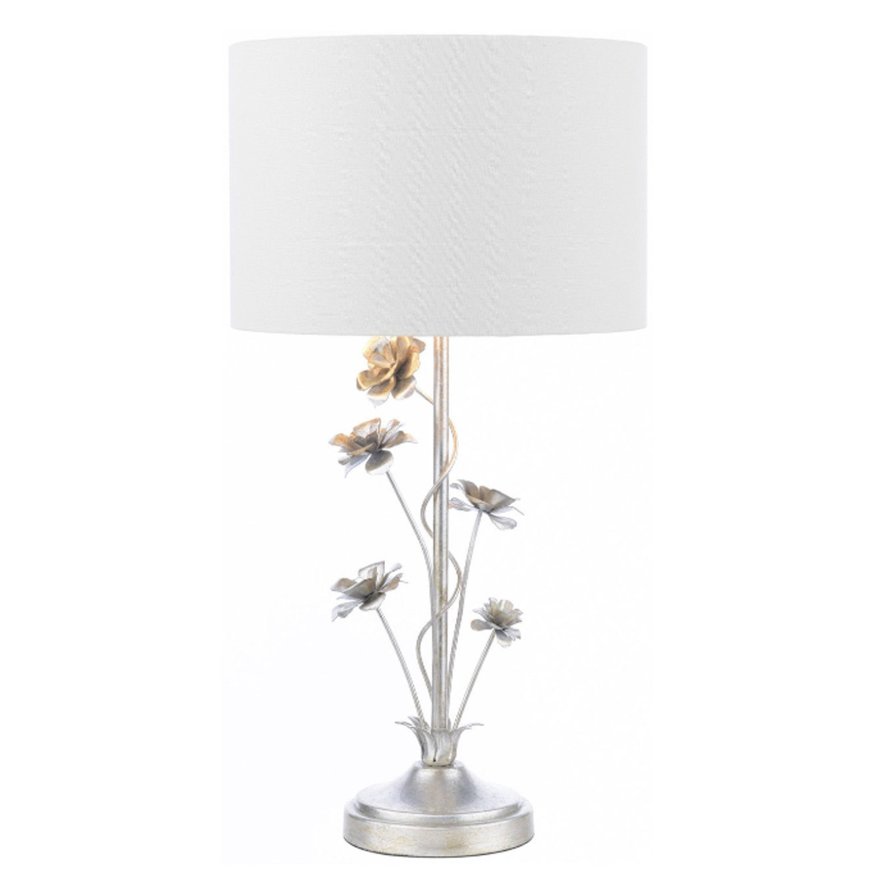 Laura Ashley Laura Ashley - Lyndale Table Lamp Distressed Silver Leaf and Cream With Shade