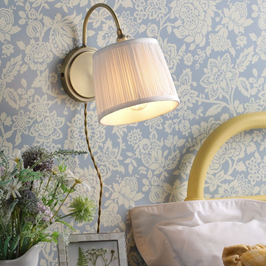 Laura Ashley Lighting Laura Ashley - Hemsley Wall Light Antique Brass and Ivory With Shade