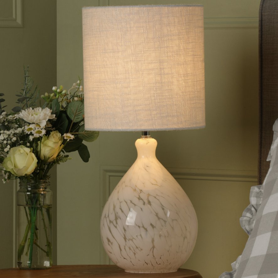 Laura Ashley Lighting Laura Ashley - Confetti Table Lamp (White Art Glass and Silver With Shade)