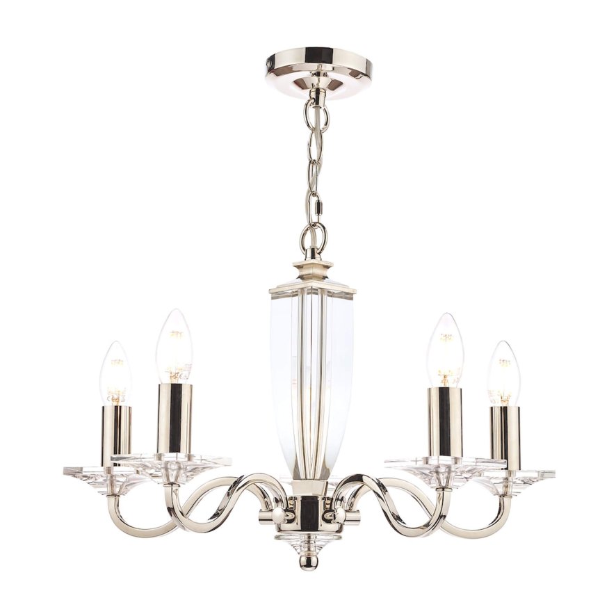 Laura Ashley Laura Ashley - Carson 5lt Chandelier Cut Glass Polished Nickel