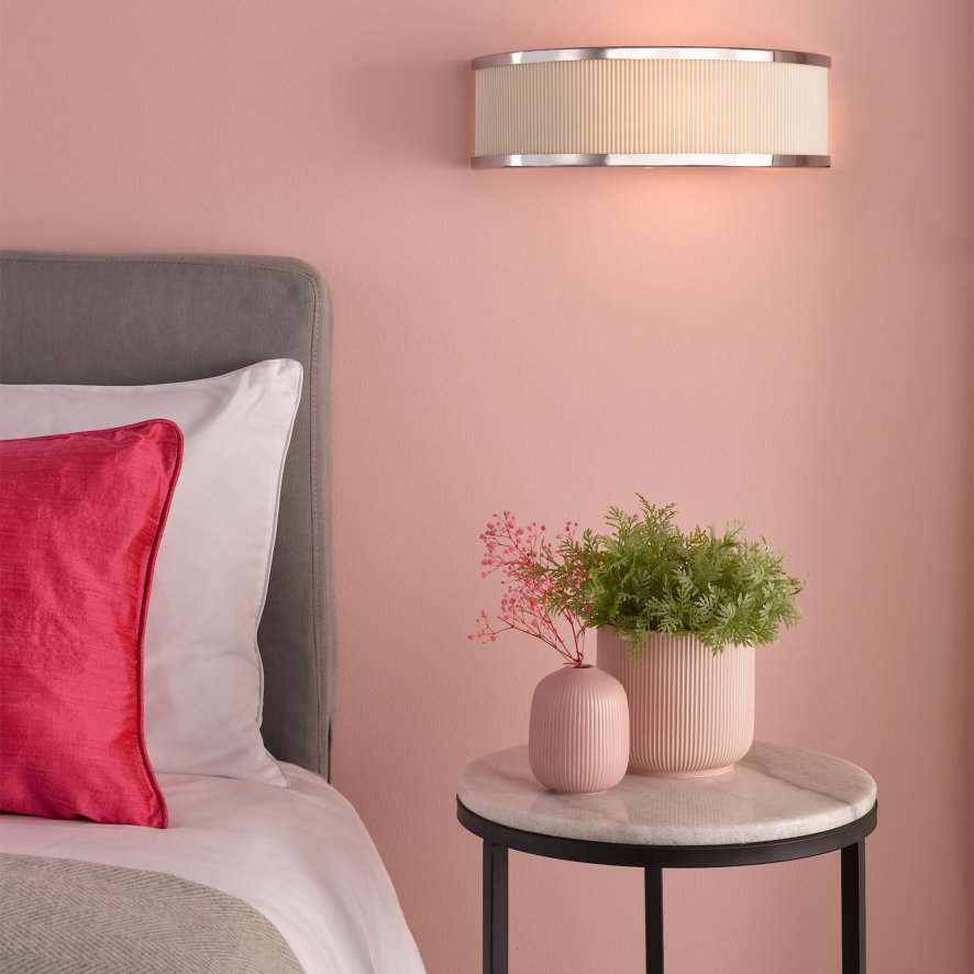 Dar Lighting Dar - Alvaro Wall Light Polished Chrome With Ivory Shade