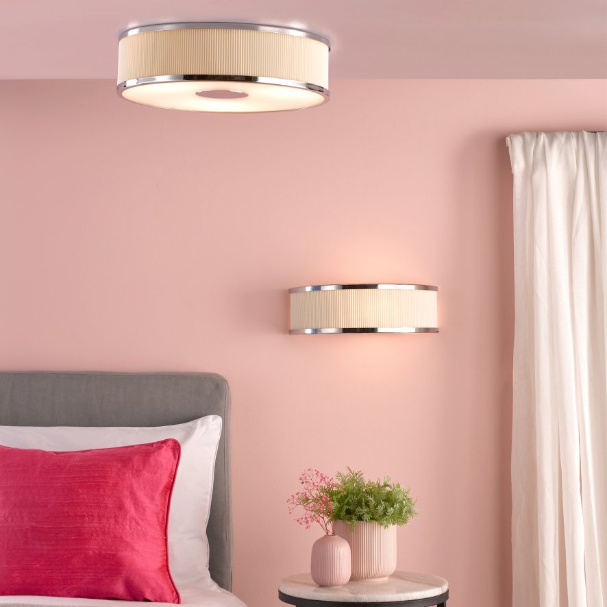 Dar Lighting Dar - Alvaro 3 Light Flush Polished Chrome With Ivory shade