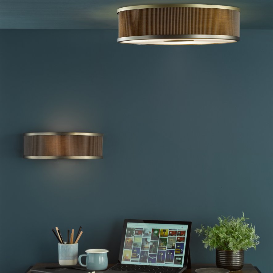 Dar Lighting Dar - Alvaro 3 Light Flush Antique Bronze With Brown Shade