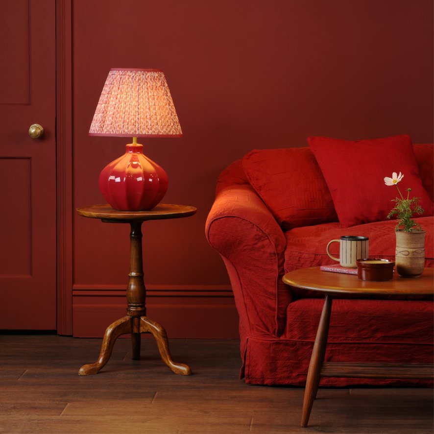 Dar Lighting Dar - Amrita Ceramic Table Lamp Red and Antique Brass Base Only