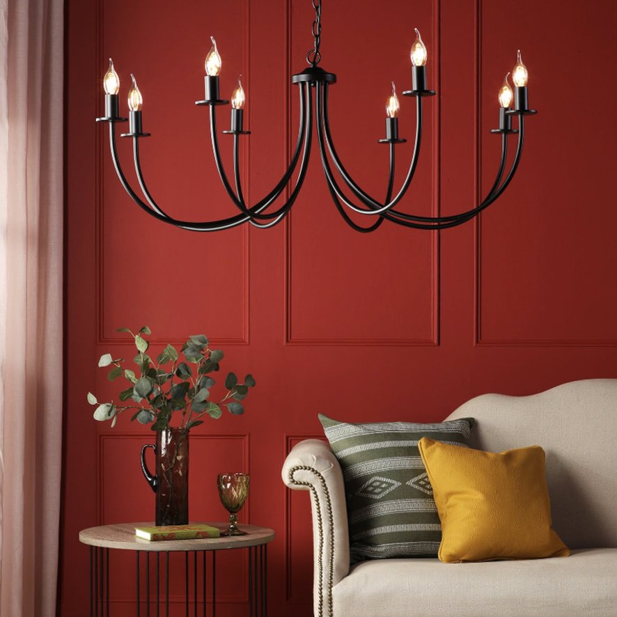 Dar Lighting Dar - Becca 8 Light Pendant (Matt Black Fitting Only)