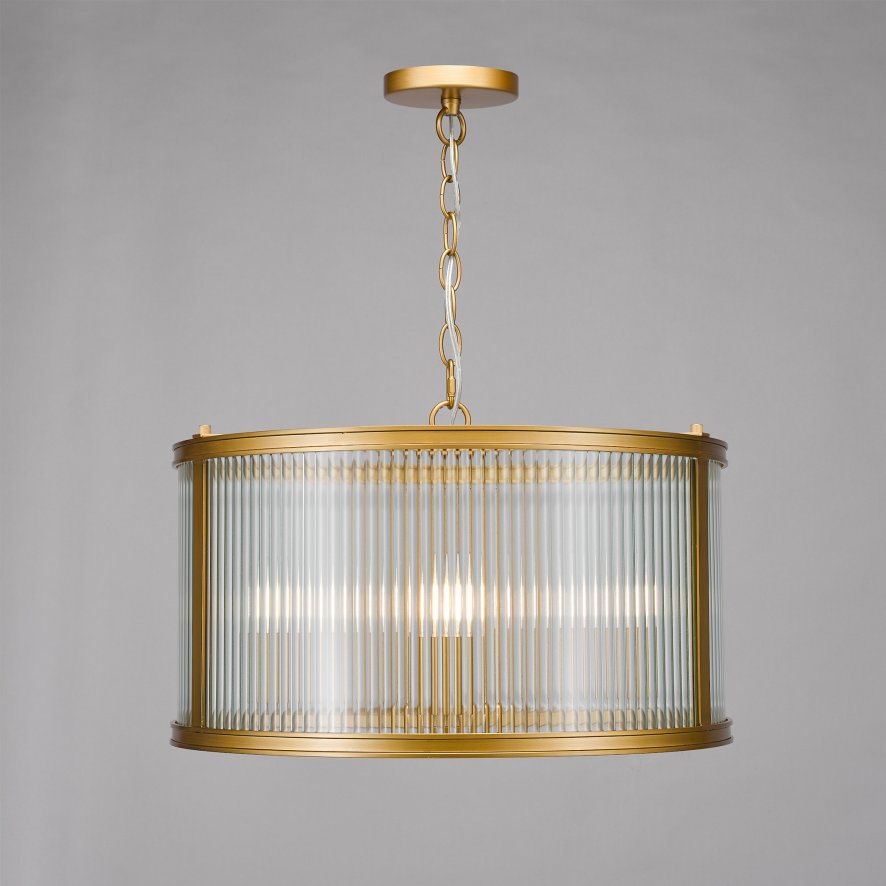 Dar Lighting Dar - Bianka 3 Light Pendant Bronze and Ribbed Glass
