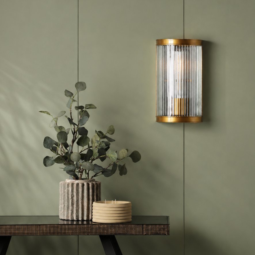 Dar Lighting Dar - Bianka Wall Light Bronze and Ribbed Glass