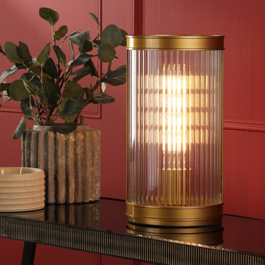 Dar Lighting Dar - Bianka Table Lamp Bronze and Ribbed Glass