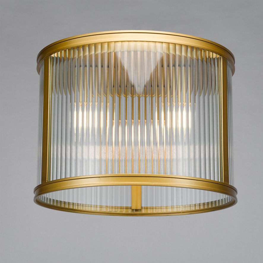 Dar Lighting Dar - Bianka 3 Light Flush Bronze and Ribbed Glass